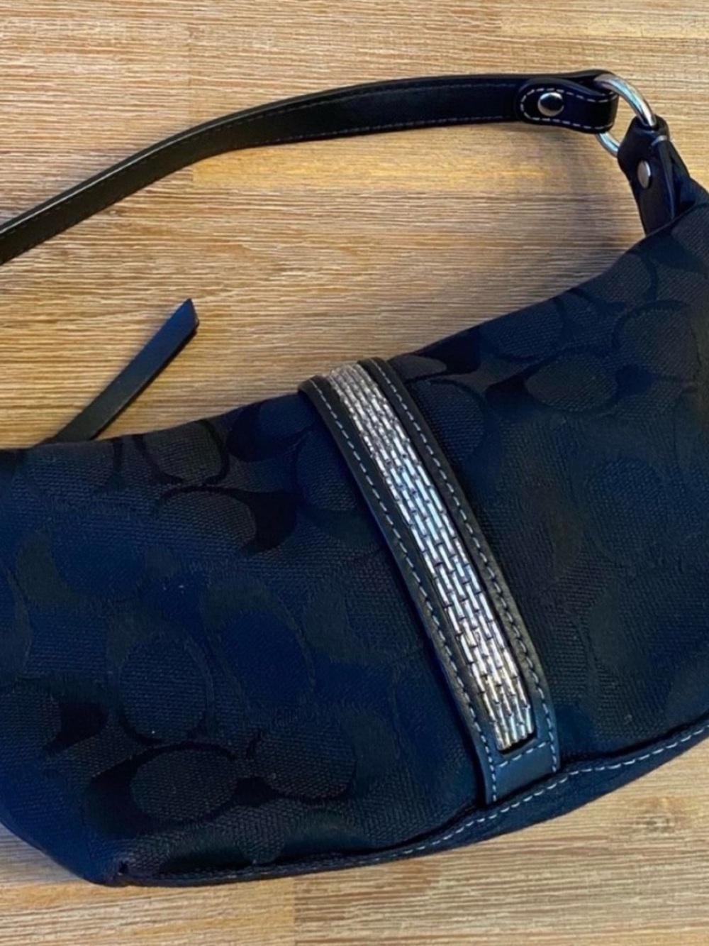 Vintage coach Black Mini Shoulder Bag with Metallic beads, 2005